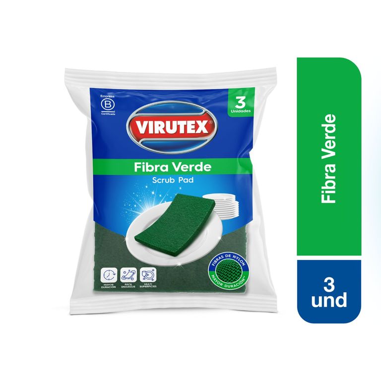 Esponja Fibra Verde Virutex Pack 3 Und