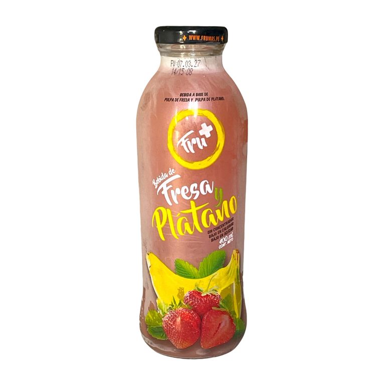 Bebida Fru+ de Fresa Plátano Botella 400 mL