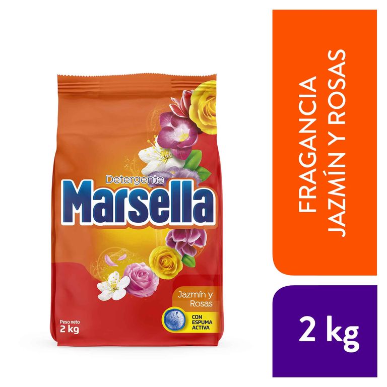Detergente en Polvo Marsella Jazmín y Rosas Bolsa 2 Kg