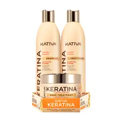 KATIVA - Kit Kativa Keratina Shampoo + Acondicionador + Tratamiento