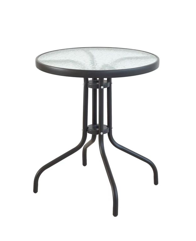 Mesa De Metal Con Vidrio Redonda 60 Cm