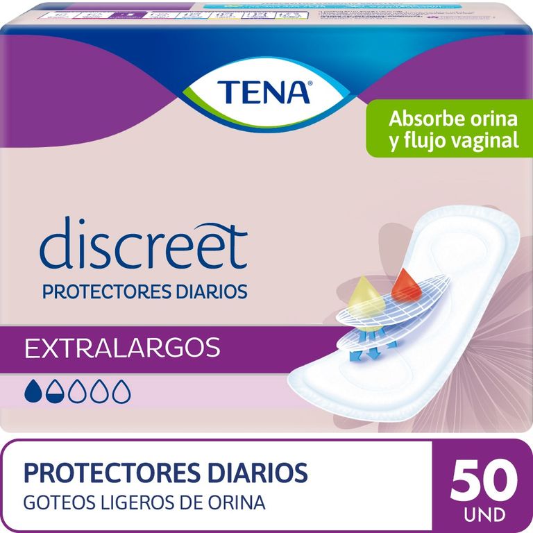 Protectores Femeninos Tena Discreto Extra Largo Empaque 50 Und
