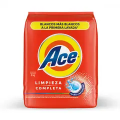 ACE - Detergente en Polvo Ace Limpieza Completa Bolsa 8 Kg
