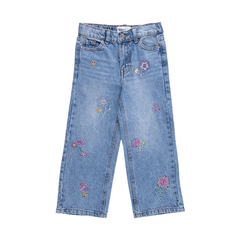 Jean Wide Leg Bordado Niña Redwood