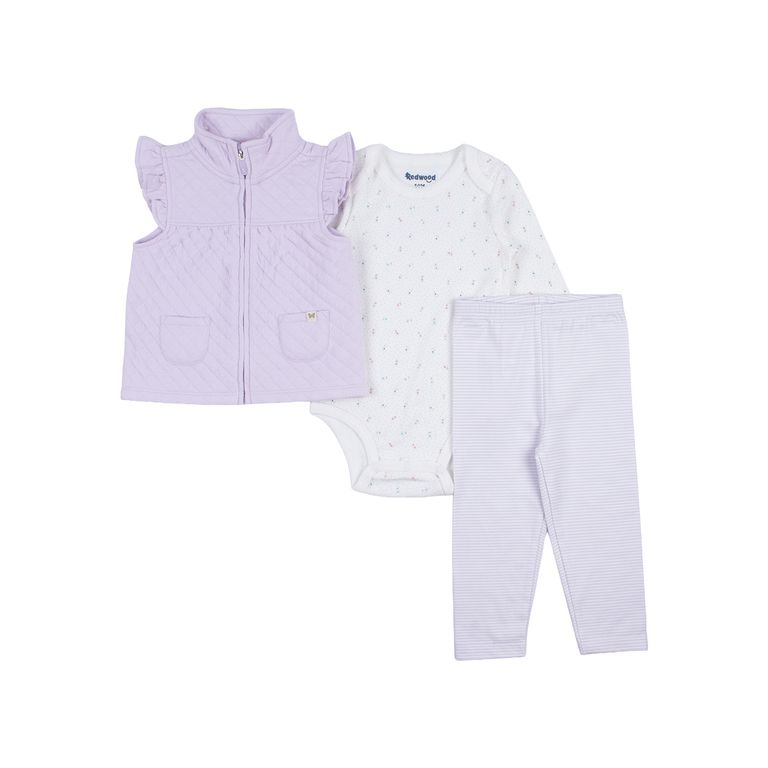 Conjunto 3 Piezas Chaleco Bebé Niña Redwood