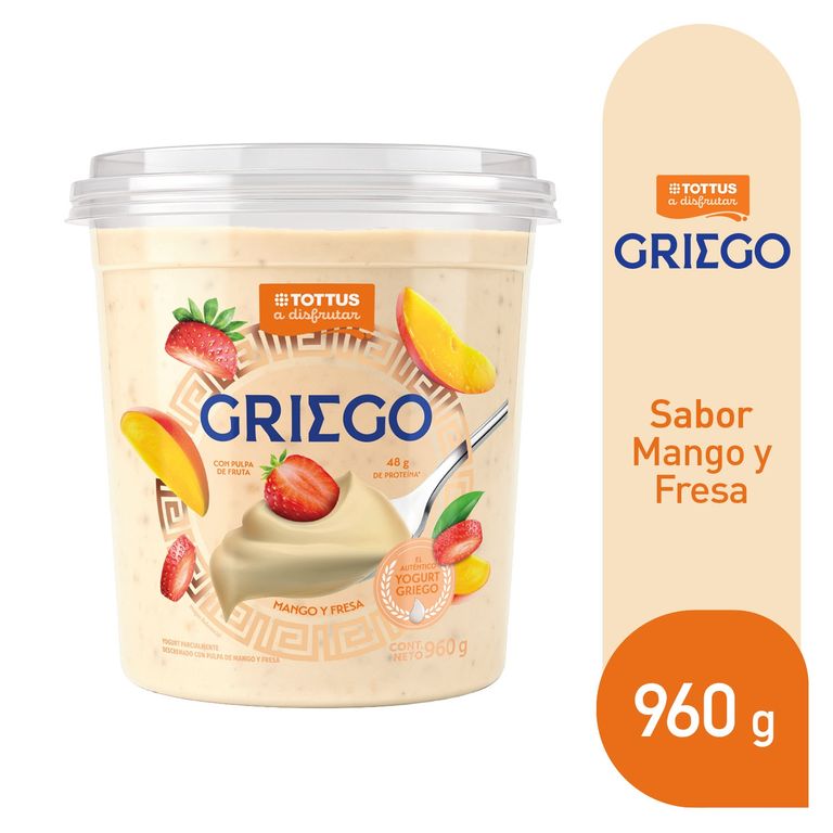 Yogurt Griego Mango y Fresa Tottus Envase