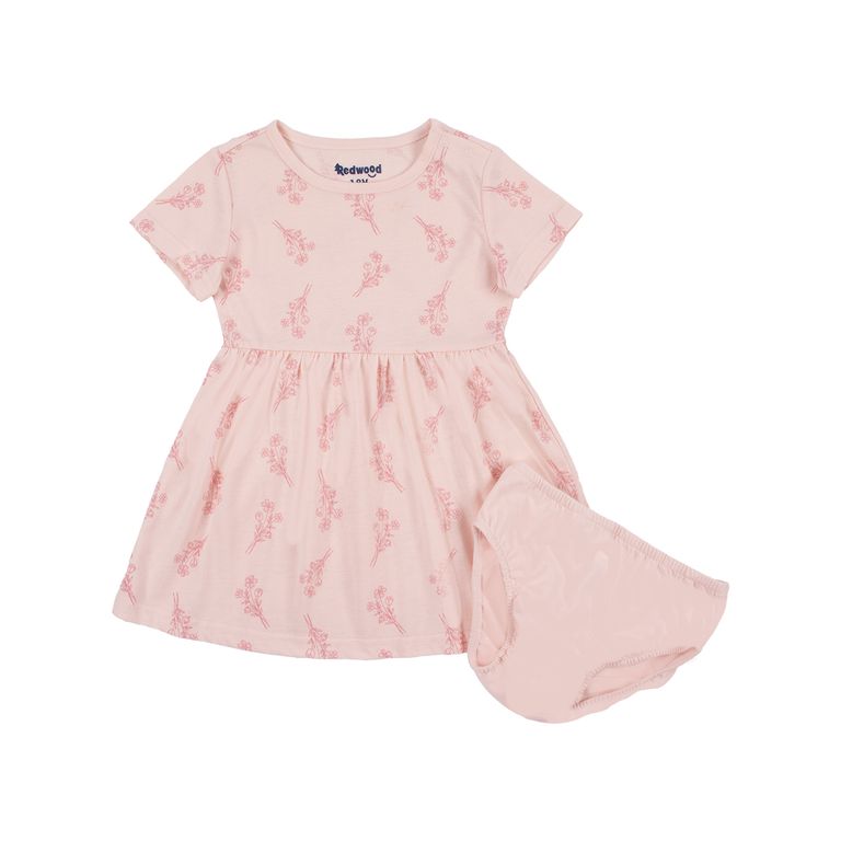 Vestido Básico Manga Corta Bebé Niña Redwood