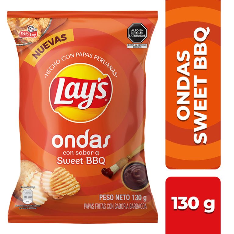 Papas Fritas Lays Ondas Sweet BBQ Bolsa 130 g