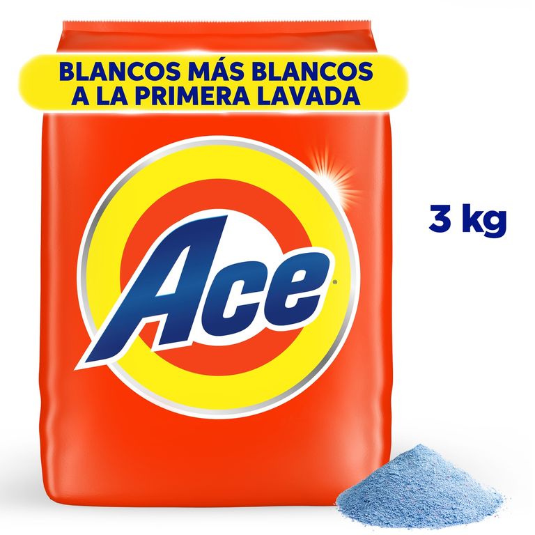 Detergente En Polvo Ace Limpieza Completa Bolsa 3 Kg