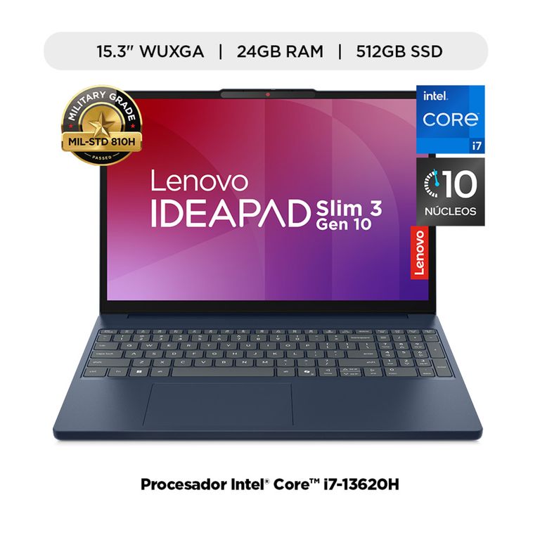 Laptop Lenovo IdeaPad Slim 3i Intel Core i7-13620H, 24GB RAM, 512GB SSD,15.3" WUXGA