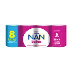 NAN - Fórmula Láctea Líquida Nestlé Nan 2 Pack 8 Latas 390 g