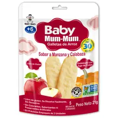MUM MUM - Galleta de Arroz Baby Mum Mum Manzana Calabaza Doypack 21 g