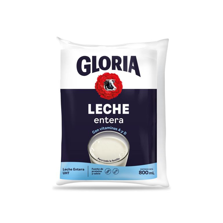 Leche UHT Entera Gloria Bolsa 800 mL