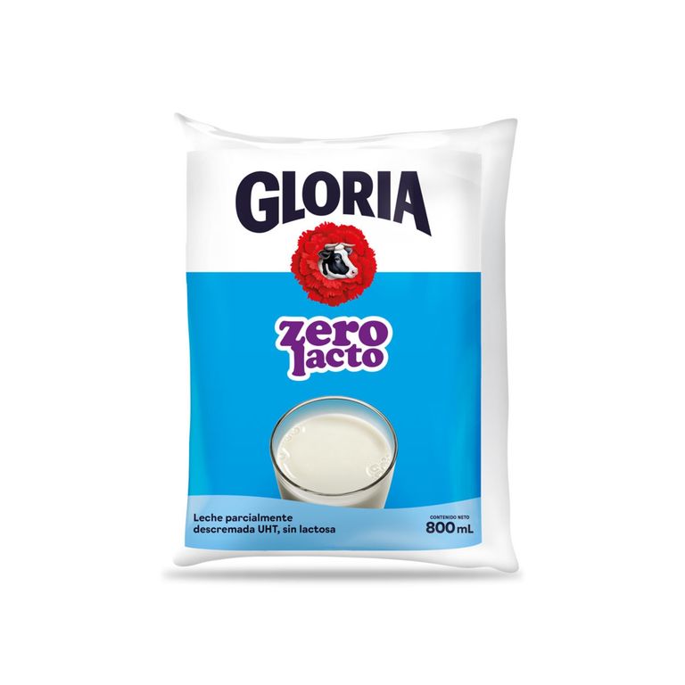 Leche UHT Sin Lactosa Gloria Zero Lacto Bolsa 800 mL