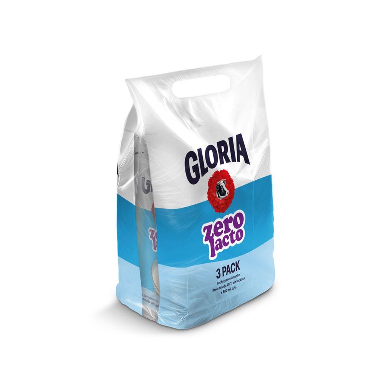 Leche UHT Sin Lactosa Gloria Zero Lacto Pack 3 Bolsas 800 mL