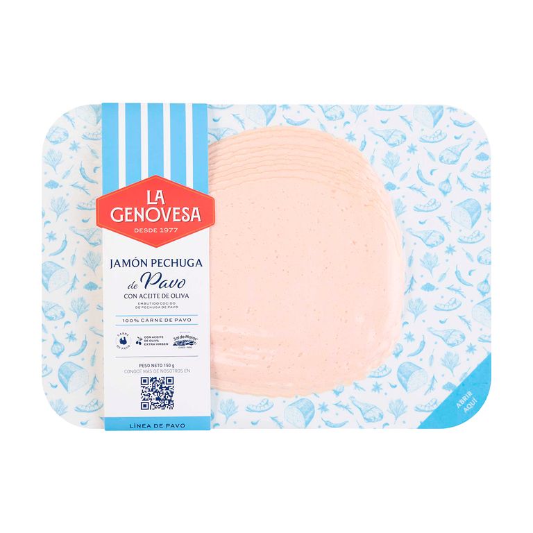 Jamón de Pechuga de Pavo La Genovesa con Aceite de Oliva Empaque 150 g