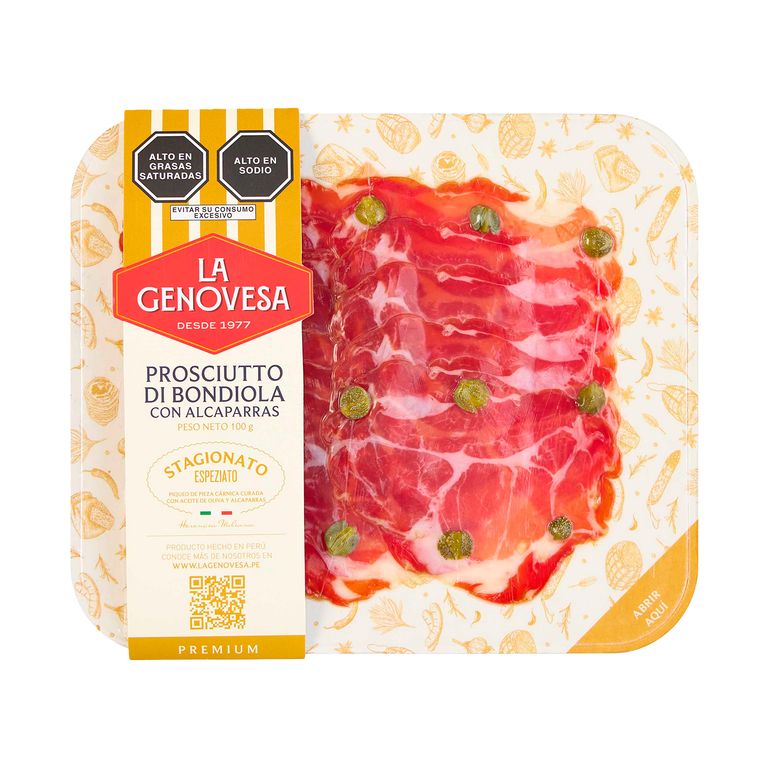 Prosciutto di Bondiola La Genovesa con Alcaparras Empaque 100 g