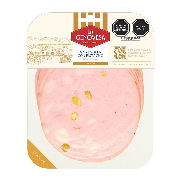 Mortadela La Genovesa con Pistachos Empaque 150 g