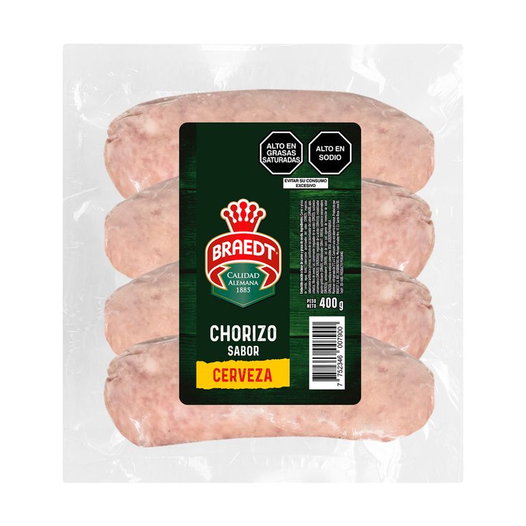 Chorizo Sabor Cerveza Braedt Empaque 400 g