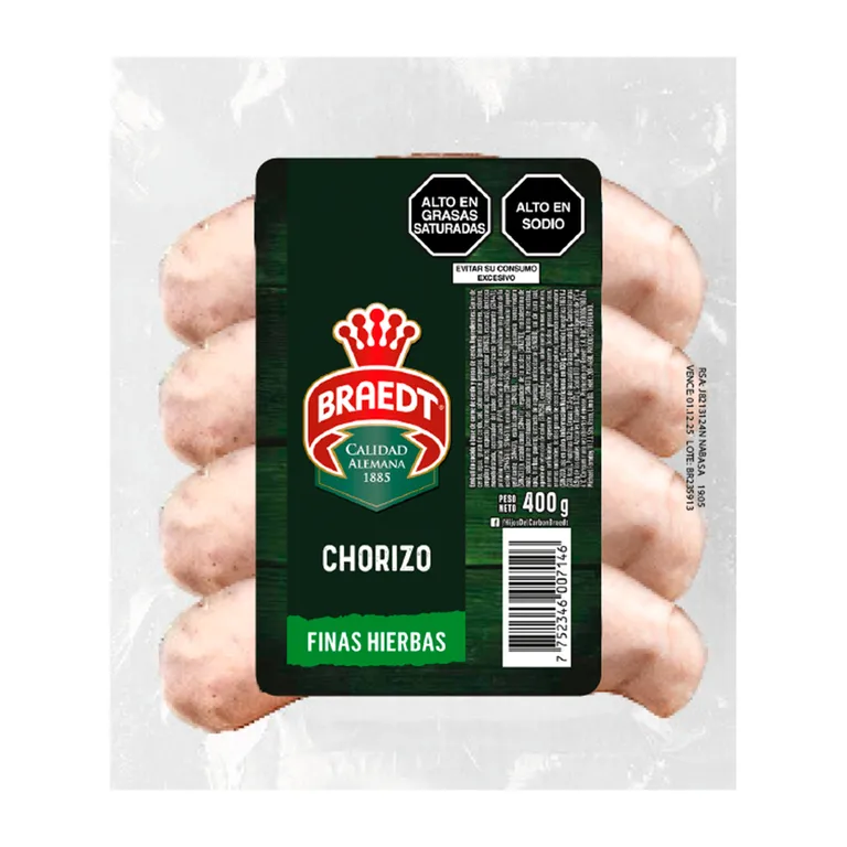 Chorizo Finas Hierbas Braedt Empaque 400 g