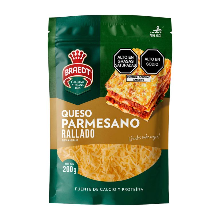 Queso Parmesano Braedt Rallado Empaque 200 g