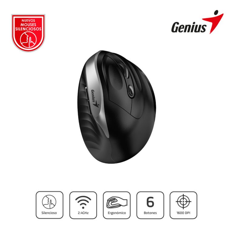 Mouse Genius Inalámbrico Ergo 8250S Vert Silver