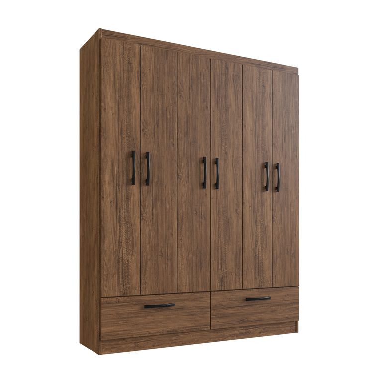 Ropero 6 Puertas + 2 Cajones Castano