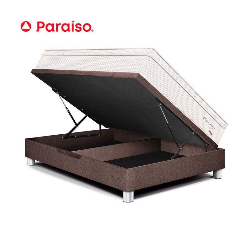 Cama Boxet Royal Prince Firme 2 Plazas Chocolate + 2 Almohadas Viscoelásticas