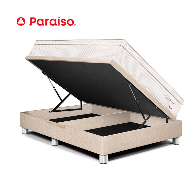 Cama Boxet Royal Prince Firme Queen Champagne + 2 Almohadas Viscoelásticas