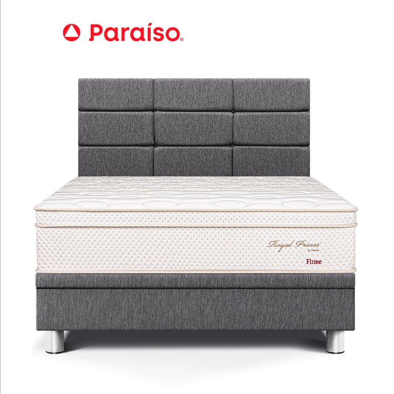 Dormitorio Boxet Royal Prince Firme Blocks 1.5 Plazas Gris + 1 Almohada Viscoelástica