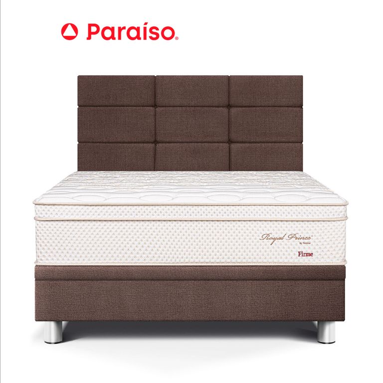 Dormitorio Boxet Royal Prince Firme Blocks 1.5 Plazas Chocolate + 1 Almohada Viscoelástica