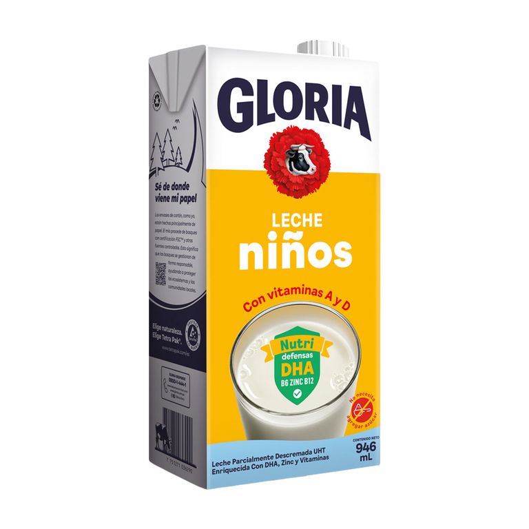 Leche UHT Gloria Niños con DHA Caja 946 mL