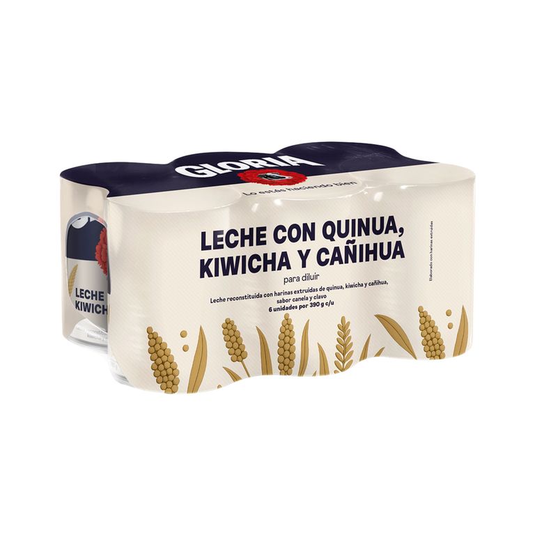 Leche con Quinua Kiwicha Cañihua Gloria Sixpack Lata 390 g