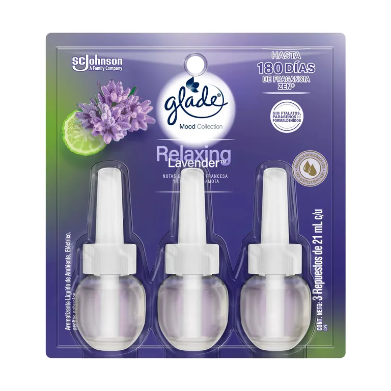 Ambientador en Aceite Glade Lavanda Pack 3 Envases 21 mL
