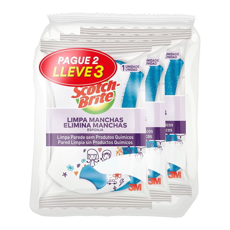 Esponja Borra Manchas Scotch Brite Empaque 3 Und
