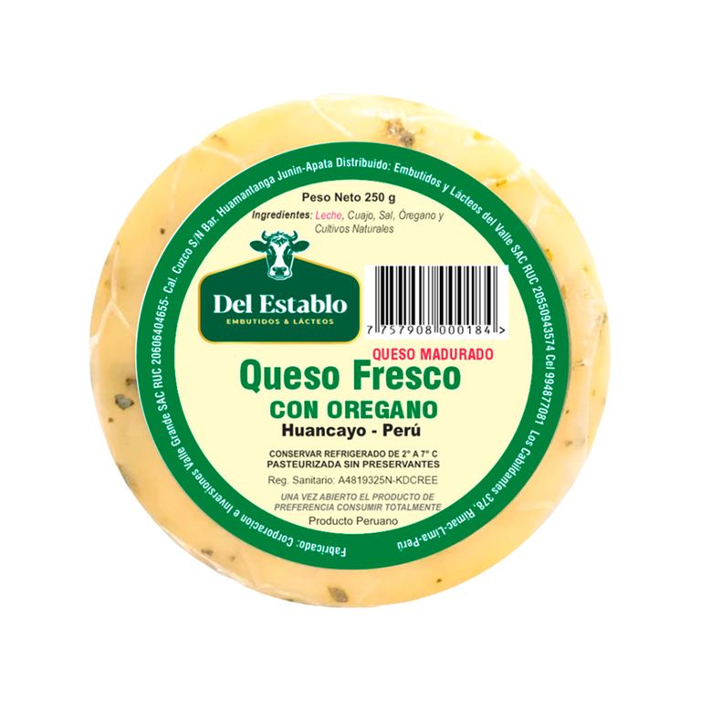 Queso Fresco Del Establo con Orégano Empaque 250 g