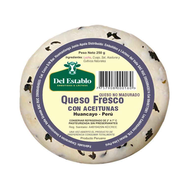 Queso Fresco Del Establo con Aceituna Empaque 250 g