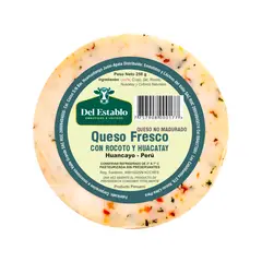 DEL ESTABLO - Queso Fresco Del Establo con Rocoto y Huacatay Empaque 250 g