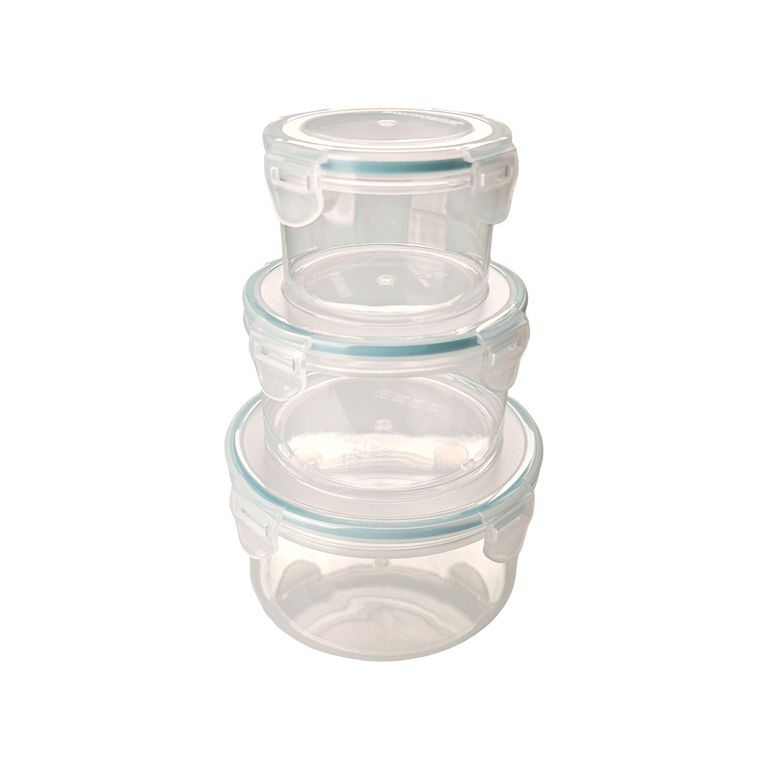 Set Contenedor Redondo Aqua 3 Piezas 350 mL+110 mL+1100 mL