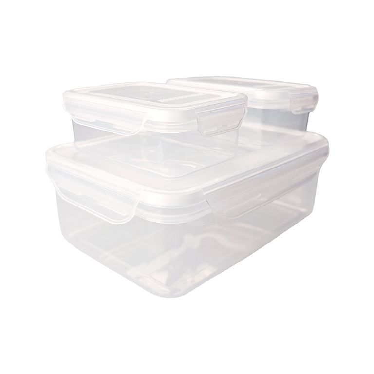 Set Contenedor Recto White 3 Piezas 2 x 250 mL+1600 mL