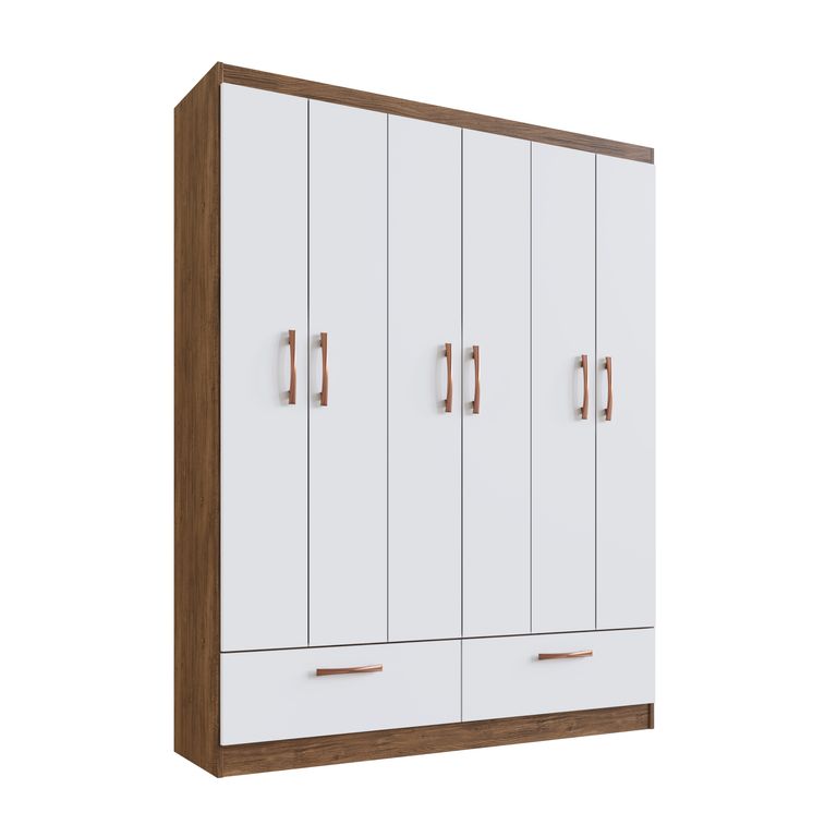 Ropero 6 Puertas 2 Cajones Cast Blan