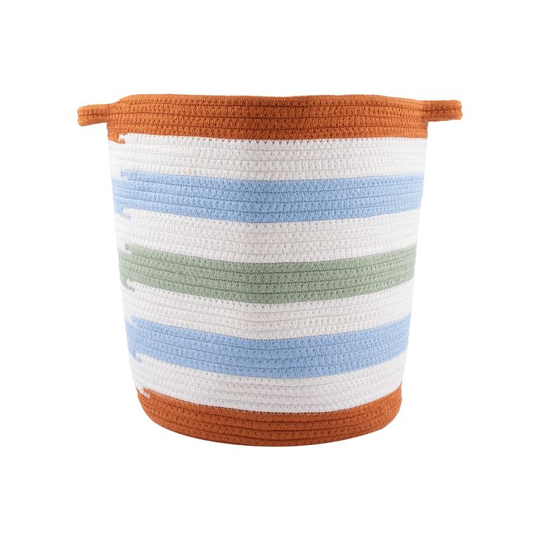 Cesto Redondo Casa Joven Tejido Rayado Naranja