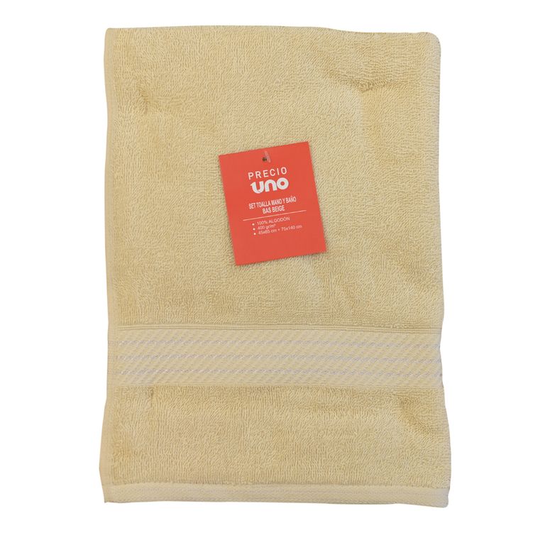 SET TOALLA MANO Y BANO BAS BEIGE