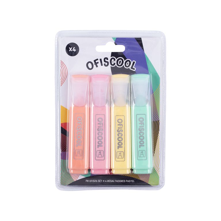 Ofis Set x4 Resaltadores Pastel
