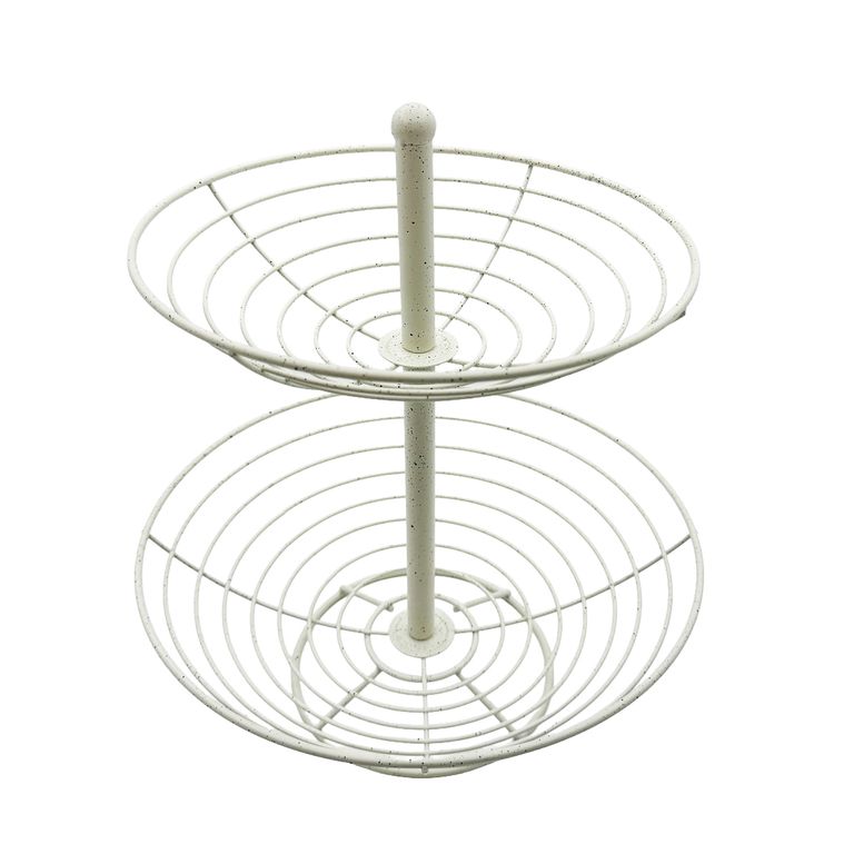 Frutero Cromado 2Pisos Beige H 35cm