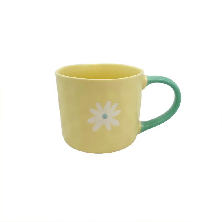 Taza Mug Casa Joven Moda Flor Amarillo 410 mL
