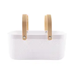CASA JOVEN - Canasta Organizadora Casa Joven Plástico Aza Madera Blanco 40cm