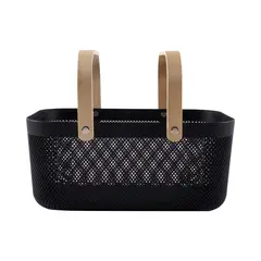 CASA JOVEN - Canasta Casa Joven Plástico Asa de Madera Negro 40 cm