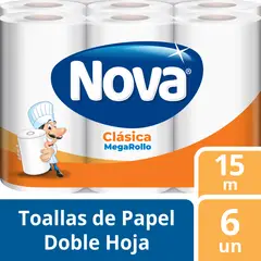 NOVA - Papel Toalla Nova Clásica Megarrollo Empaque 6 Und