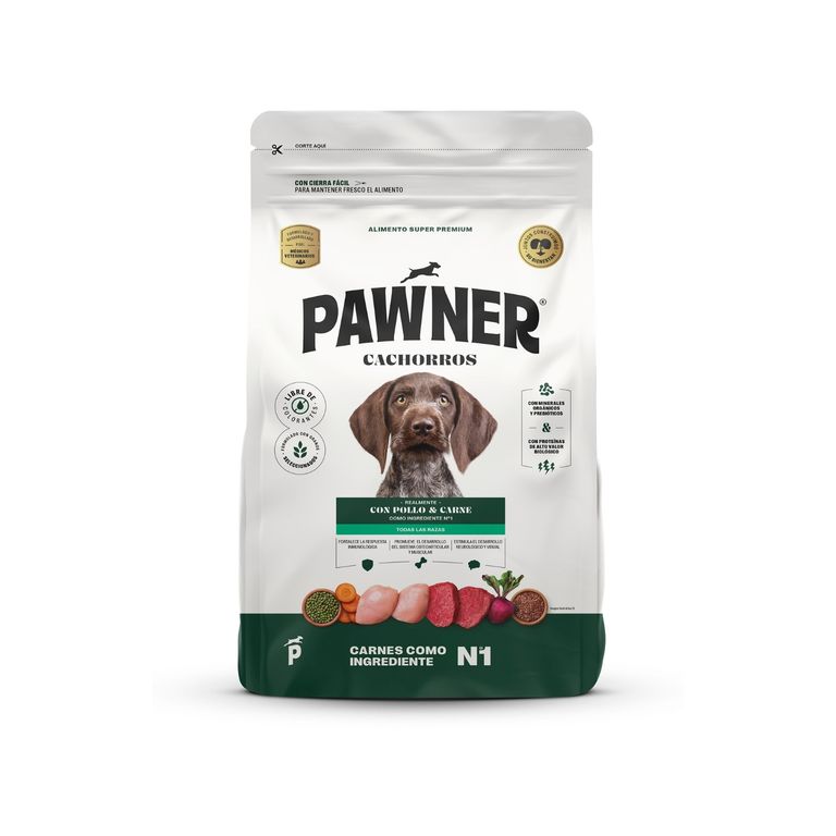 Alimento para Perros Cachorros Pawner Pollo y Carne Bolsa 3 Kg